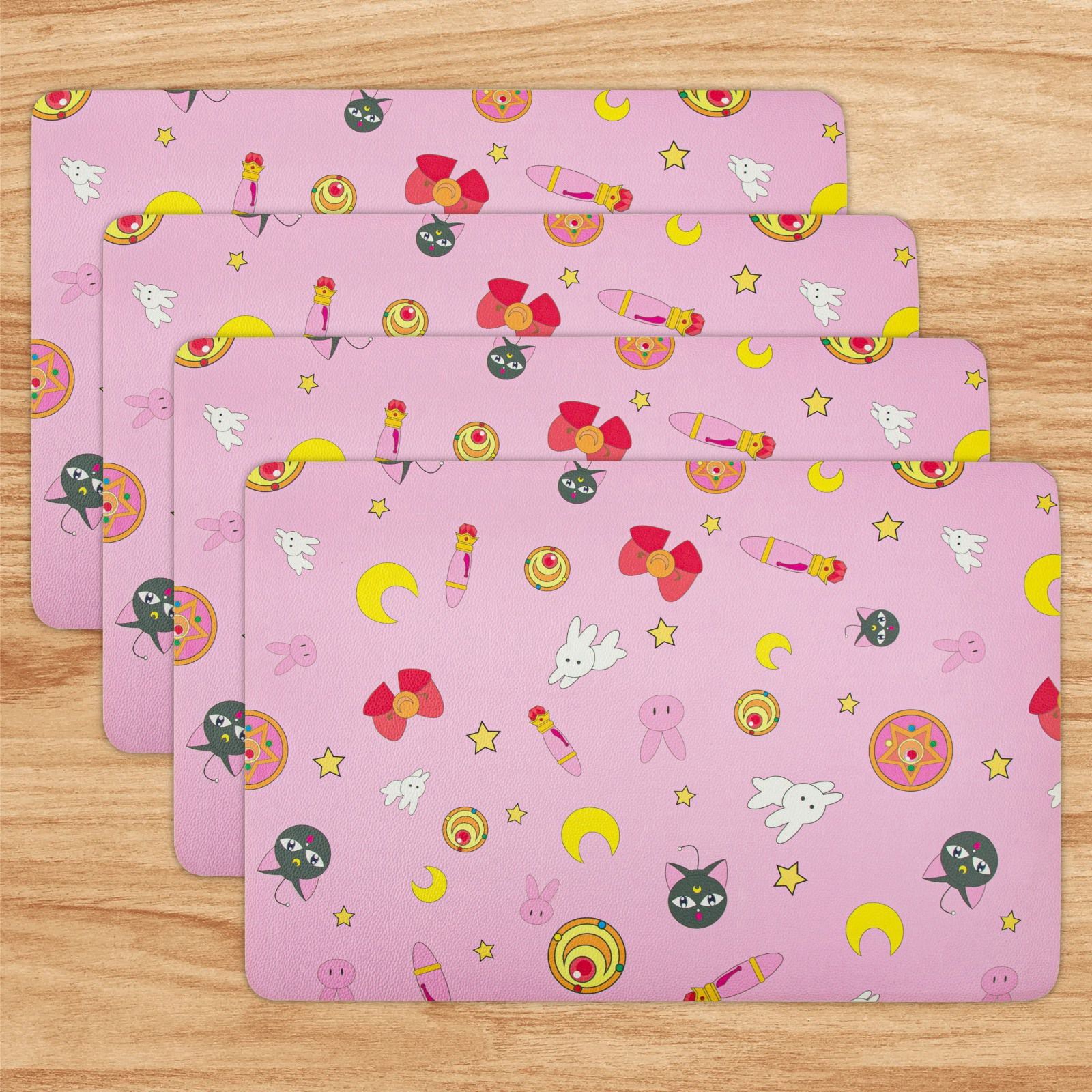 RAY STAR Placemats Set of 4, Vinyl Washable Wipeable Place Mats-12inx18in, Heat Resistant Waterproof Place Mat