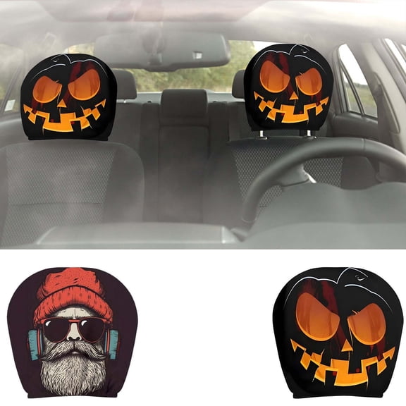 Universal Funny Car Headrest Cover, Stretchy Fabric with Interesting Print, Removable Decorative Headpiece, Personality-Boosting Interior Protection, Easy to Install, Fits Most Standard Car Models