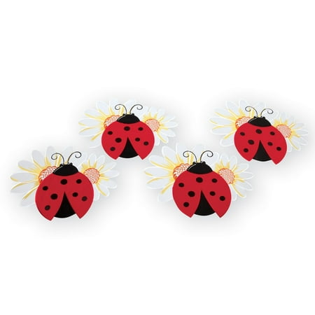 Summer Placemats Embroidered Ladybug And Daisy Table Linens Placemats - Summer Home Decor for Dining Room or Kitchen, Placemats ()