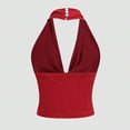 thumbnail image 4 of Tisuna Tank Tops For Women Summer Halter Neck Sleeveless Elegant Shirt Ladies Backless Going Out Party Cami T-Shirt Size Xl Red, 4 of 6