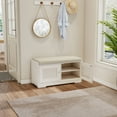 thumbnail image 3 of S-HOME Shoe Storage Bench with Detachable Cushion, 28.74 Inch Entryway Cabinet with 2 Door Design for Easy Access, Ancient White, 3 of 18