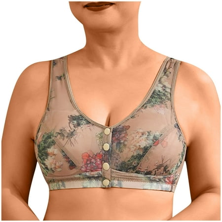 Nexjvus Nursing Bras Seamless Wirefree Push Up Front Open Front Open Button Bra Lace Everyday Bra