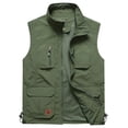 thumbnail image 2 of DIOAZUD Men's Lightweight Utility Cargo Vest Outdoor Breathable Safari Fishing Vests Loose Fit Hiking Vest Jacket with Pockets Army Green XL, 2 of 8