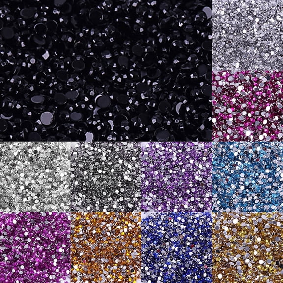 SmartBy 2000Pcs Flat Back Bead Shiny Multi-color 3mm Loose Rhinestones Bead for Nails Phone Case Glasses
