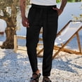thumbnail image 2 of HBFAGFB Men's Casual Pants Drawstring Straight Leg Pants with Pockets Versatile Daily Wear Black Size M, 2 of 5