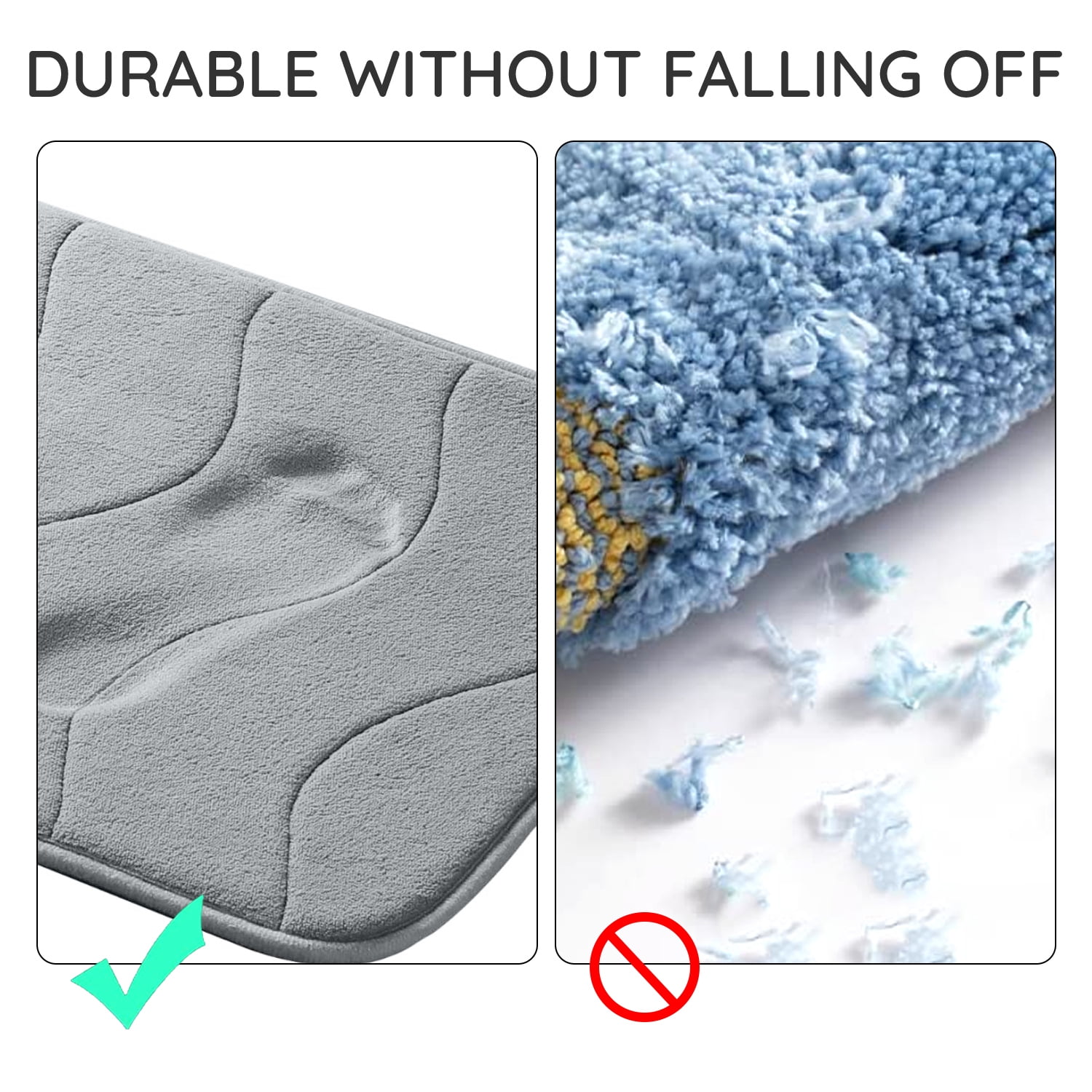 Large Bathroom Rugs Non Slip, Memory Foam Bath Mat, PVC Dot Bottom Quick Dry Bath Rug Runner, Absorbent Shower Mat for Bathroom Floor Tub, 20 x 32 Inch, Gray