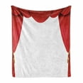 thumbnail image 1 of Theatre Soft Flannel Fleece Throw Blanket, Show Stage Curtains Opening Classic Antique Look on Plain Background Graphic, Cozy Plush for Indoor and Outdoor Use, 70" x 90", Red and White, by Ambesonne, 1 of 6