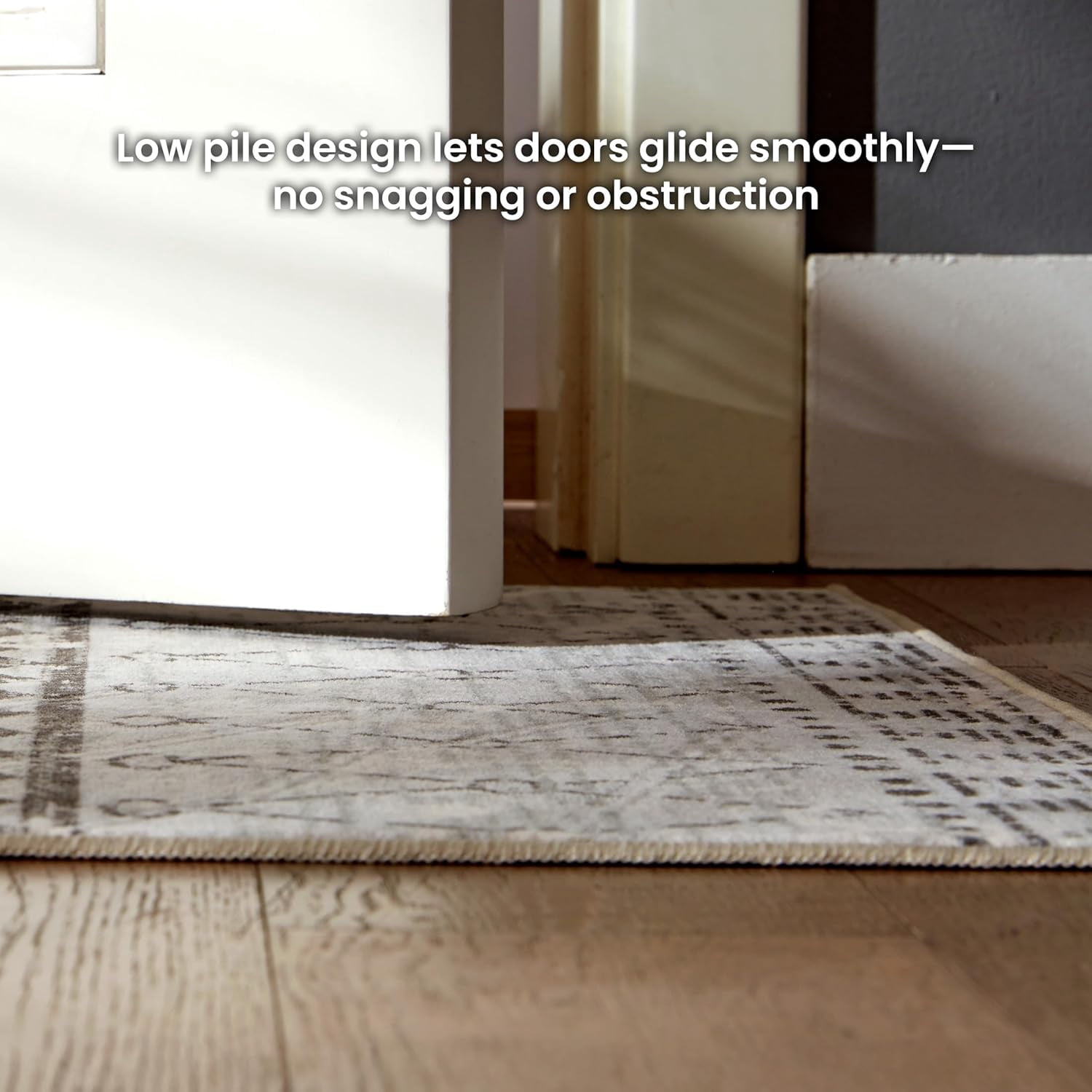 Sleep Zone 4x6 Washable Non Slip Area Rug Grey Boho Farmhouse, Wave edge Scalloped Water Resistant Rug for Bedroom Living room