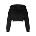 thumbnail image 5 of tarylea Hoodies for Women Full Zipper Sweatshirt Solid Color Long Sleeve Crop Tops Trendy Loose Athletic Tops Fall Casual Tops, 5 of 7