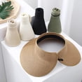thumbnail image 6 of Women's Sun Visor Hats Wide Brim Straw Beach Hat Ponytail Hats for Women Foldable Floppy Brown One Size, 6 of 7