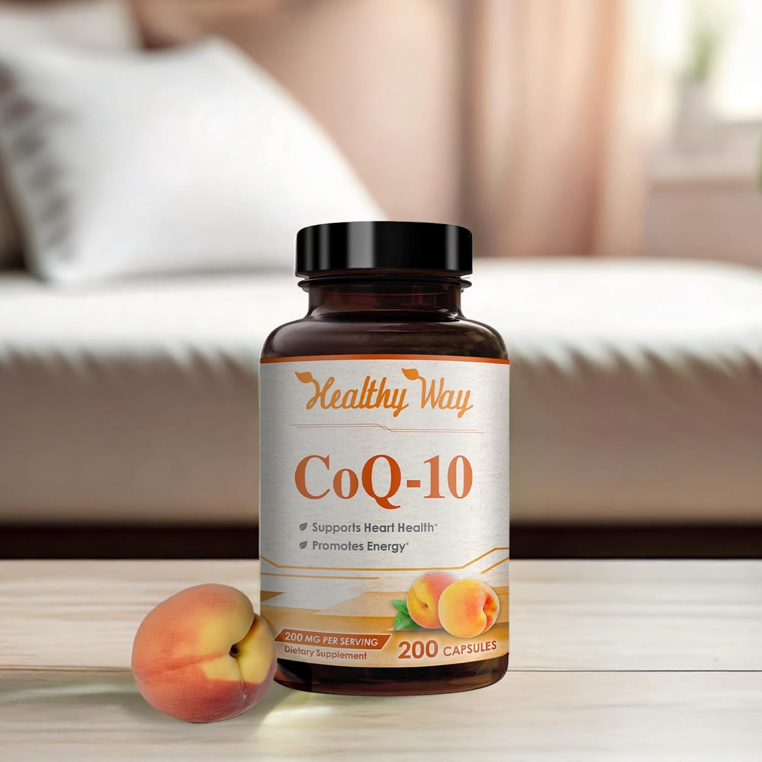 Healthy Way CoQ10 Supplement, Antioxidant Support for Heart Health & Energy, 200mg, 200 Capsules