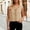 Khaki, variant on Women's Summer Tank Top Button Down Ruffle Front Collar Neck Sleeveless Blouse Shirt Top Black