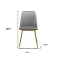thumbnail image 3 of Gray And Gold Velvet and Metal Dining Side Chair, 3 of 8