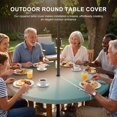 thumbnail image 3 of Round Outdoor Tablecloth with Umbrella Hole and Zipper, Green Brown Ombre Tablecloth with Elastic Waterproof, Modern Gradient Abstract Art Patio Table Covers for 31" - 35" Picnic Pool Tables, 3 of 9