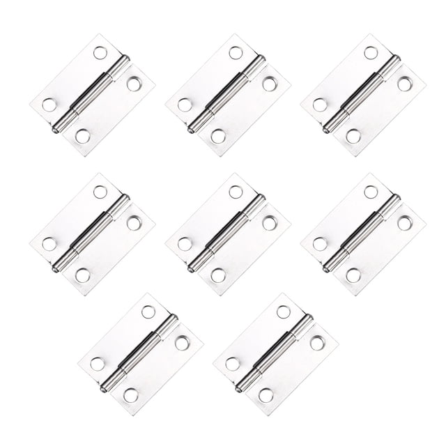 Whataatahia - Bisagra de metal plegable de 8 piezas, pequeña y gruesa, para puerta de armario, color plateado