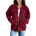 thumbnail image 4 of Women's Corduroy Bomber Jackets, Zip Front Long Sleeve Loose Fits Jackets with Pockets, Casual Fashion Outwear Coat Tops, 4 of 8