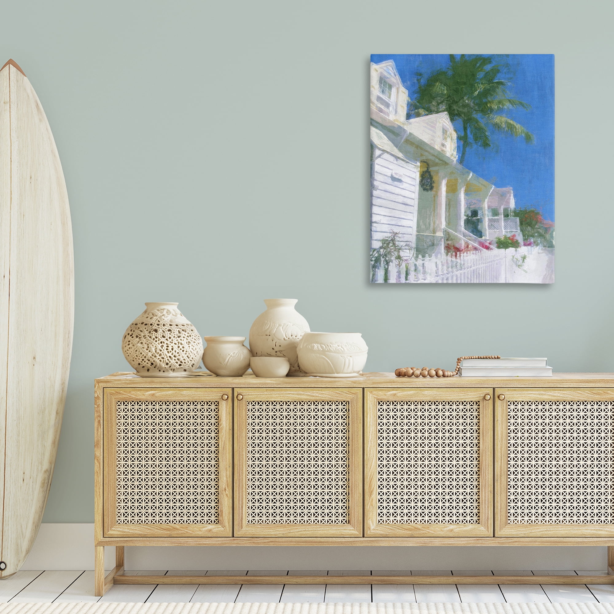 Stupell Industries White Coastal Cottage Coastal Painting Gallery Wrapped Canvas Art Print Wall Art, 30 x 40