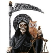 Pacific Trading Halloween Santa Muerte 9” Black Polyresin Seated Religious Figurine