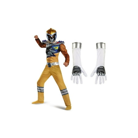 Power Ranger Boys Gold Costume and White Gloves Set