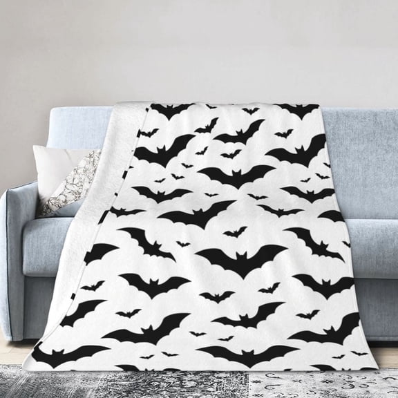 Halloween Bat Throw Blanket, Super Soft Warm Flannel Fuzzy Blanket for Couch Bedroom Sofa Office Car, All Season Cozy Blanket 50x40