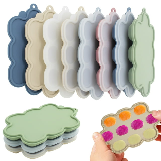 Silicone Toddle Food Freezer Tray with Lid BPA-Free Breastmilk Storage Container Nibble Tray for Teething Ice Cubes Fruit Purees