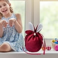 thumbnail image 4 of Taotanxi 5.5"X5" Red Round Bottom Easter Bunny Ear Velvet Jewelry Basket Easter Candy Bags With Drawstring for Easter Party Decorations Cookie Snack Packing, 4 of 6