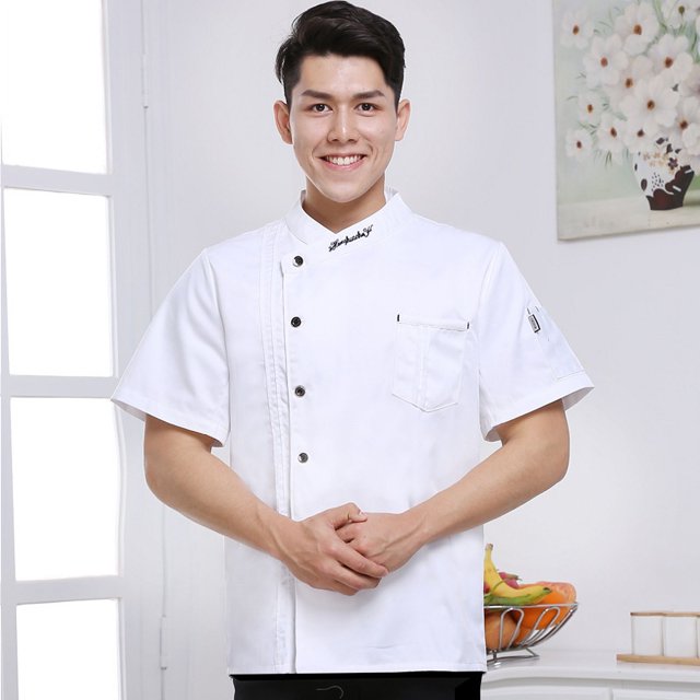 Ropa de trabajo de chef de estilo chino de moda para hombre, ropa de chef de cocina de restaurante transpirable fina de verano de manga corta
