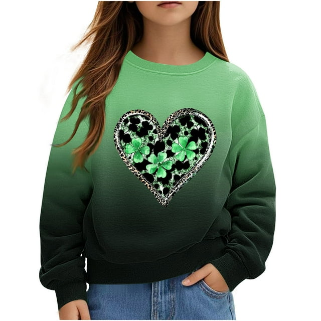Tranfacy Hauts à Manches Longues pour Garçons et Filles, Chandail en Molleton Graphique pour Filles, T-shirt à Manches Longues à Motifs pour Enfants, Chandail en Molleton à Col Rond Imprimé Adapté aux Garçons et Chandails en Molleton à Capuche