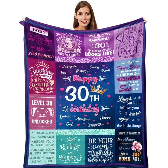 1pc 280g 30th Birthday Gifts For Her, 30 Year Old Birthday Gifts For Women, 30th Birthday Decorations For Women, Gifts For 30th Birthday Woman Blanket