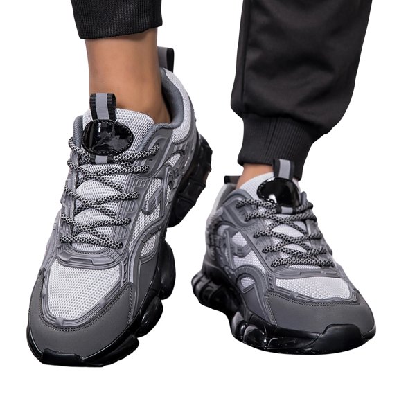 HEWUQI Womens Slip on Running Shoes Breathable Cushion Mesh Walking Shoes Lightweight Gym Workout Non Slip Fashion Sneakers Gray Size 9.5
