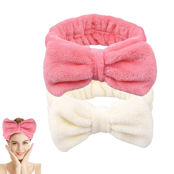 Bowknot headband makeup hair band wash spa yoga exercise shower elastic hair band girls and women (2PCS)