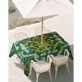 thumbnail image 3 of 60x120 Inch Outdoor Tablecloth with Umbrella Hole Zipper Rectangle Green Yellow Flower Ethnic Rectangular Tablecloths Outside Waterproof Boho Vintage Abstract Patio Table Cloth Cover for Picnic Party, 3 of 8