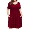 thumbnail image 6 of a.Jesdani Women's Plus Size Short Sleeve Pleated Casual Shirt Dress of Female, 6 of 9
