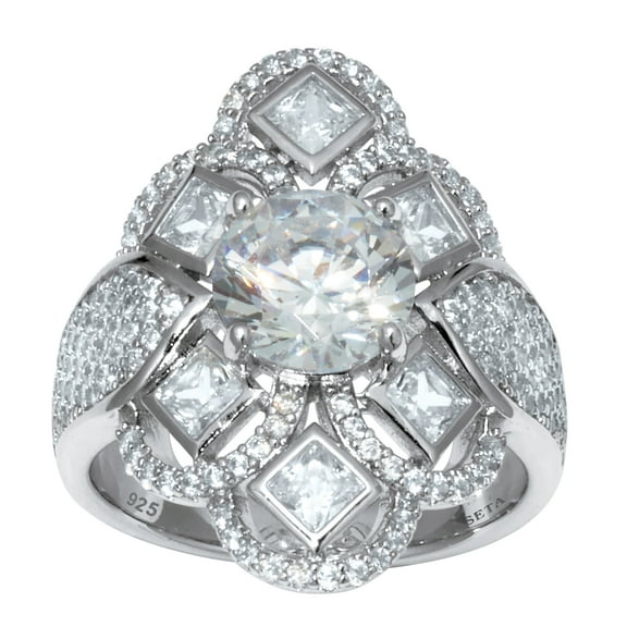 PalmBeach Jewelry 3.61 TCW Round Cubic Zirconia Sterling Silver Vintage-Style Ring