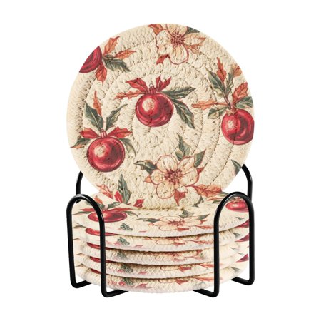 

6 coil coasters 3.94x3.94x0.24 inch water coasters Drink coasters with cup holders Absorbent coasters Heat resistant for bar protection Christmas Red Ball