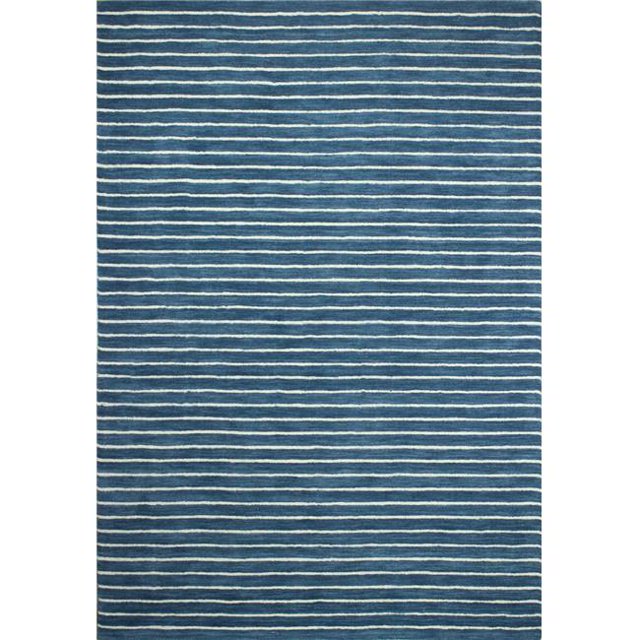 Bashian S176-AZ-2.6X8-ALM71 Bashian Contempo Collection Striped Contemporary 100 Percent Wool Hand Loomed Area Rug, Azure - 2 ft. 6 in. x 8 ft.
