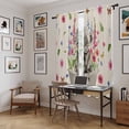 thumbnail image 5 of Pink Flowers Yak Kitchen Curtain for Berdoom Living Room Cafe 72 Inch Length, Spring Floral Butterflies Rustic Tiers Curtains Light Filtering Drapes Rod Pocket Window Treatment 2 Panels 52"Wx72"L, 5 of 8