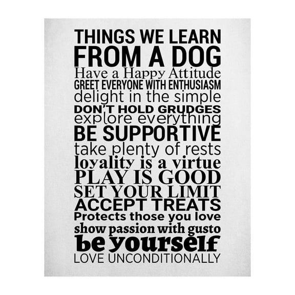 Things We Learn From a Dog - Inspiring Wisdom Wall Art Print, Motivational Spiritual Wall Decor for Home, Office & Bedroom - Poster Print Gift POSTER
