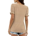 thumbnail image 3 of Wowcloth Women's Casual Short Sleeve T-shirt with Striped Print, Square Neck for Daily Wear, 3 of 5