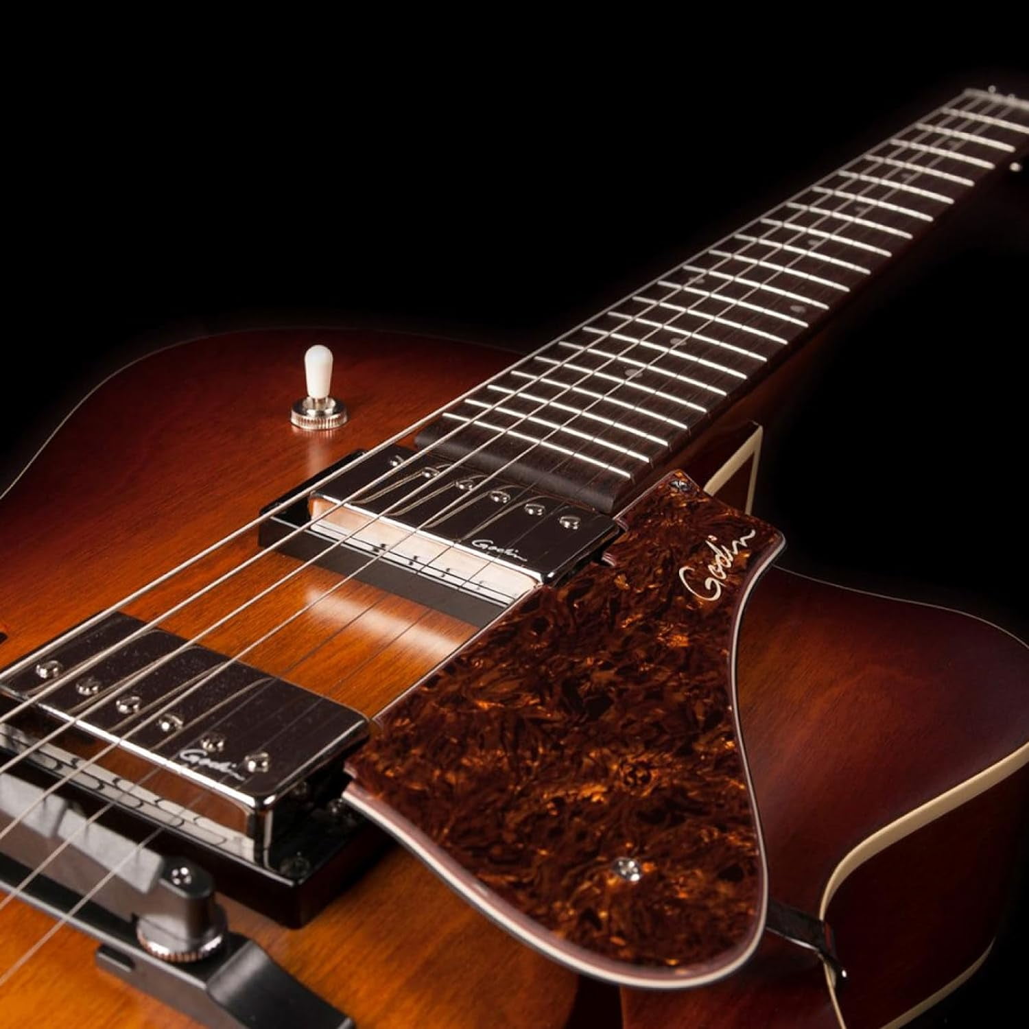 Godin 5th Avenue CW Kingpin II HB Cognac Burst Finish Arch Top Electric Guitar