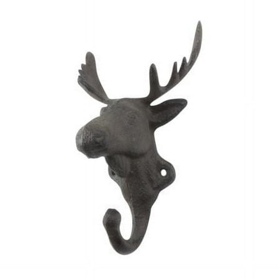 Handcrafted Model Ships k-9105-cast-iron 7 x 2 x 4 in. Cast Iron Moose Head Decorative Metal Wall Hooks