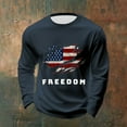 thumbnail image 2 of Letter Graphic T Shirts for Men Freedom Long Sleeve Tee Tops Navy 2XL, 2 of 4
