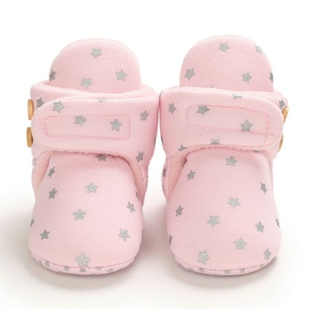

〖Yilirongyumm〗 Baby Shoes Plus Velvet Warm Polka Dot Printing Non Slip Breathable Toddler Shoes
