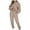 Khaki, variant on Wdfiry Women's 2 Piece Outfits Crewneck Long Sleeve Pullover Sweatshirt and Drawstring Pants Sets Sweatsuit with Pockets