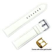 deBeer brand Panerai Style Glove Leather Watch Band (Silver & Gold Buckle) - White 19mm