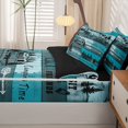 thumbnail image 4 of catabedysis Vintage Camping Zipper Twin Comforter Sets with Fitted Sheet and 2 Pillowcases,Camper Tent Print Zipper Bedding Set For Boys,Teal Beige,Black Reversible,4-Piece, 4 of 7