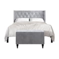 thumbnail image 3 of Castle Place Button Tufted Wingback Velvet Upholstered Bed with Storage Bench, Silver Grey, Full, 3 of 12