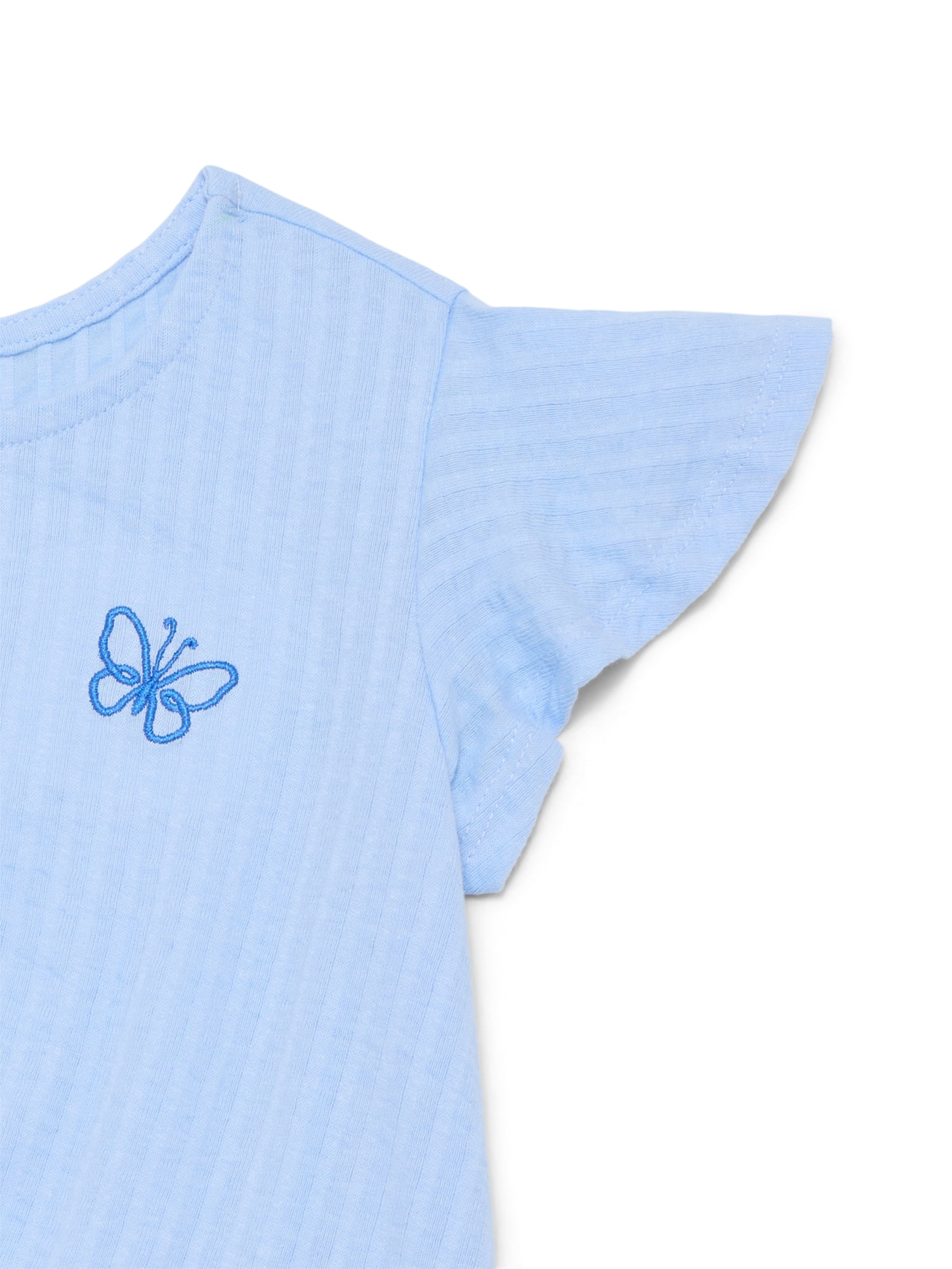Wonder Nation Girls Blouse with Short Flounce Sleeves, Sizes 4-10