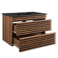 thumbnail image 4 of Modway Render Modern Wood Wall-Mount Bathroom Vanity in Walnut/Black, 4 of 10