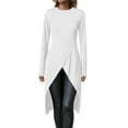 thumbnail image 2 of Weiqiqre Going Out Tops for Women Long Sleeve Wrap Front Split Casual Crewneck Asymmetrical Tunic Top Blouse, 2 of 6